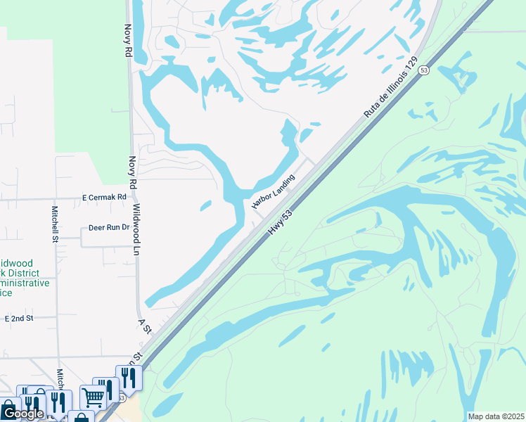 map of restaurants, bars, coffee shops, grocery stores, and more near 103 Harbor Landing in Braidwood