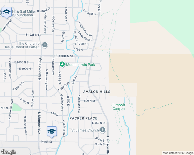 map of restaurants, bars, coffee shops, grocery stores, and more near 1133 Bench View Drive in Ogden