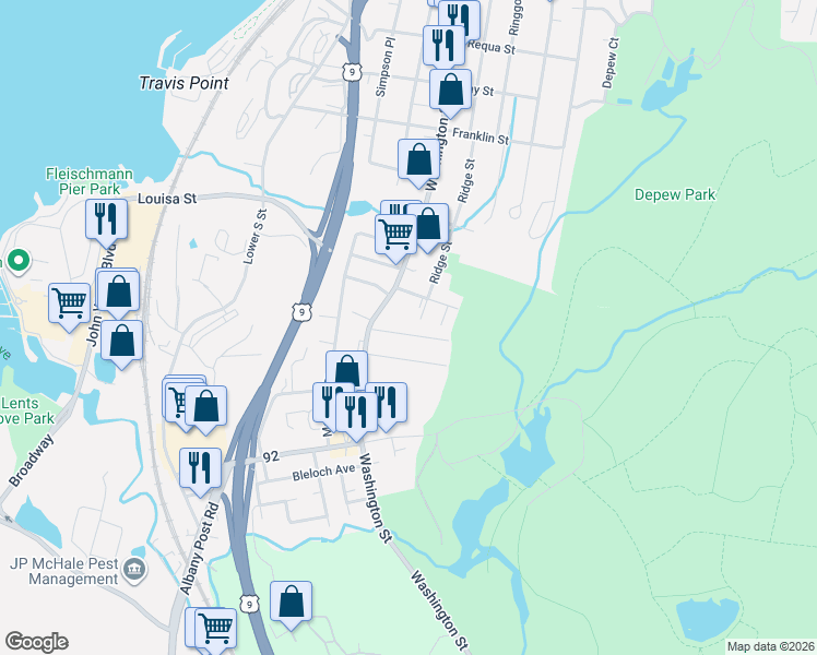 map of restaurants, bars, coffee shops, grocery stores, and more near 737 Hoover Avenue in Peekskill