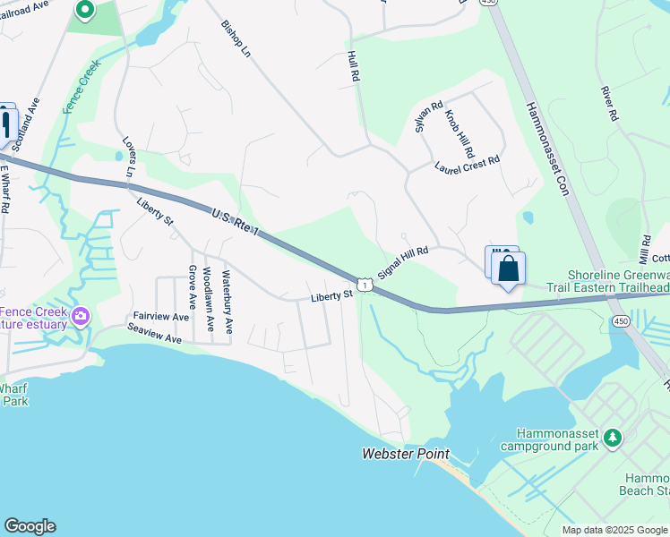 map of restaurants, bars, coffee shops, grocery stores, and more near 1091 Boston Post Road in Madison