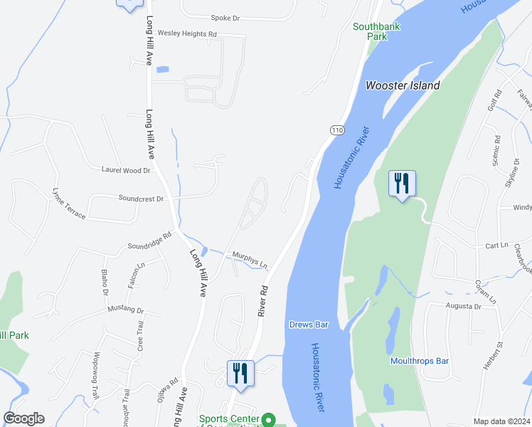 map of restaurants, bars, coffee shops, grocery stores, and more near 19 Wicklow Lane in Shelton