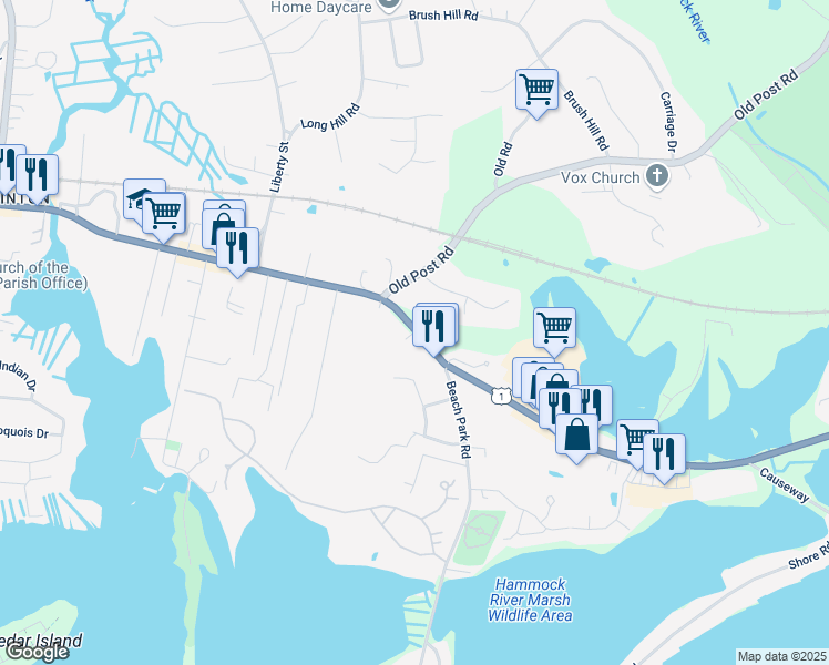 map of restaurants, bars, coffee shops, grocery stores, and more near 21 Plymouth Court in Clinton