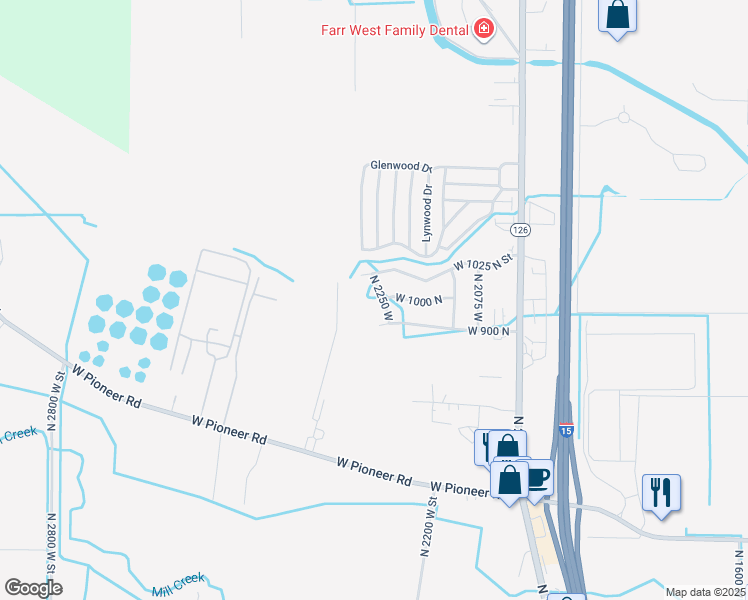 map of restaurants, bars, coffee shops, grocery stores, and more near 1004 North 2250 West in Ogden