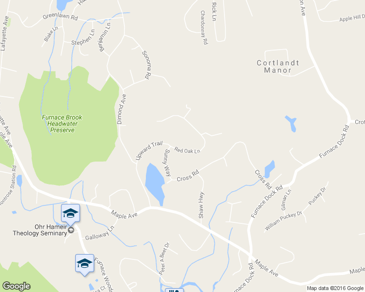 map of restaurants, bars, coffee shops, grocery stores, and more near 8 Red Oak Lane in Cortlandt