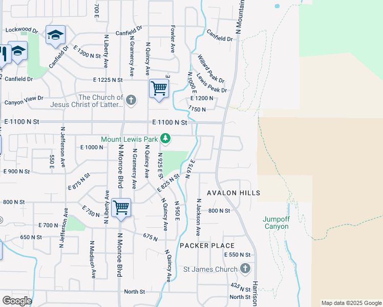 map of restaurants, bars, coffee shops, grocery stores, and more near 978 North 975 East in Ogden