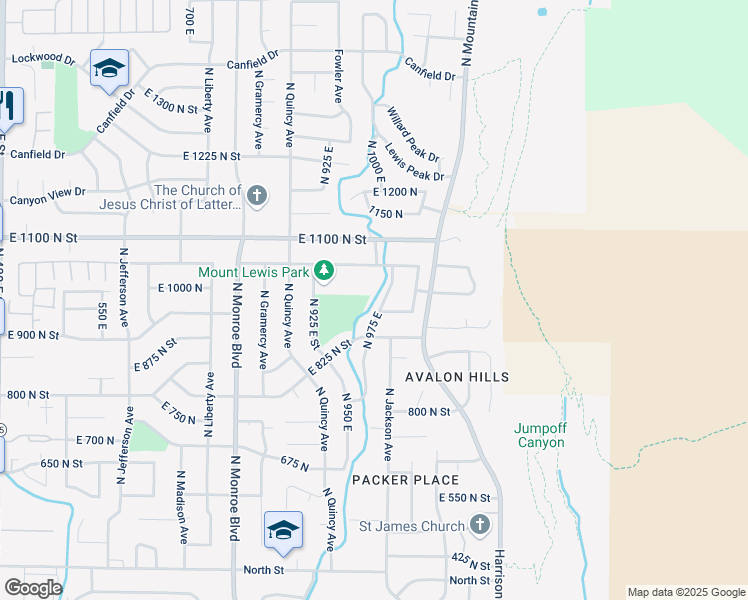 map of restaurants, bars, coffee shops, grocery stores, and more near 978 North 975 East in Ogden