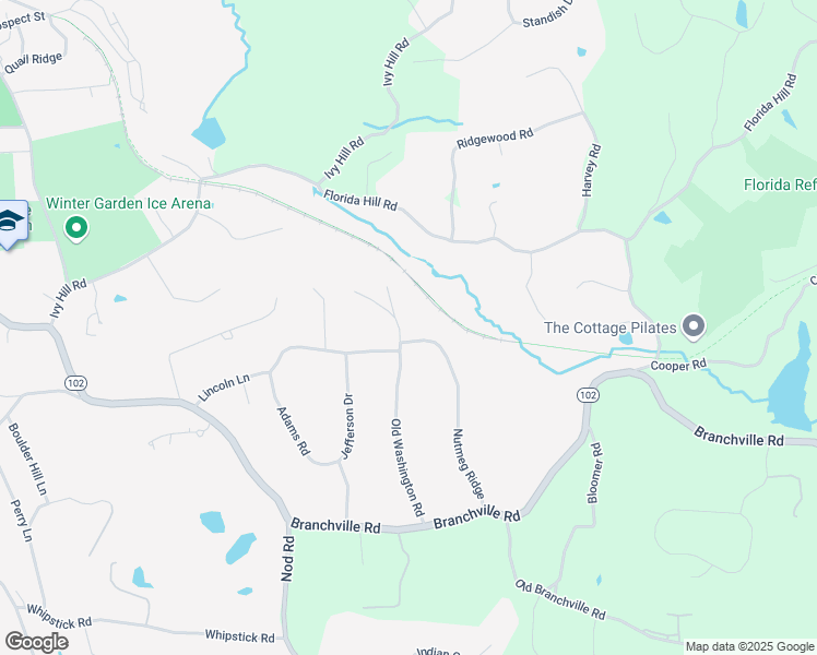 map of restaurants, bars, coffee shops, grocery stores, and more near 92 Old Washington Road in Ridgefield
