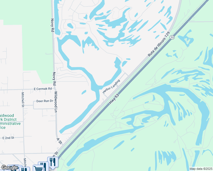 map of restaurants, bars, coffee shops, grocery stores, and more near 178 Harbor Landing in Braidwood