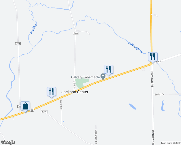 map of restaurants, bars, coffee shops, grocery stores, and more near 1233-1295 Highway 965 in Jackson Center