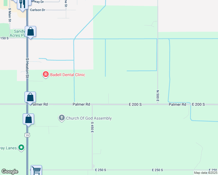 map of restaurants, bars, coffee shops, grocery stores, and more near 4620 East 200 South in Knox