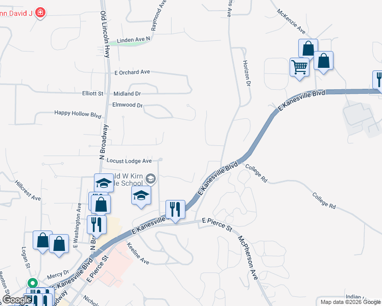 map of restaurants, bars, coffee shops, grocery stores, and more near 38 Dillman Drive in Council Bluffs