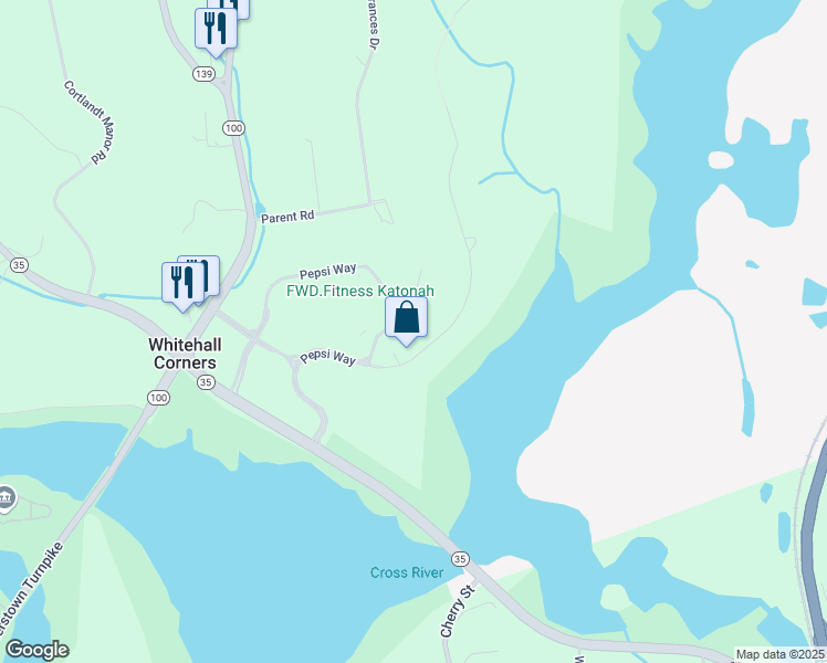 map of restaurants, bars, coffee shops, grocery stores, and more near 1 Pepsi Way in Westchester County