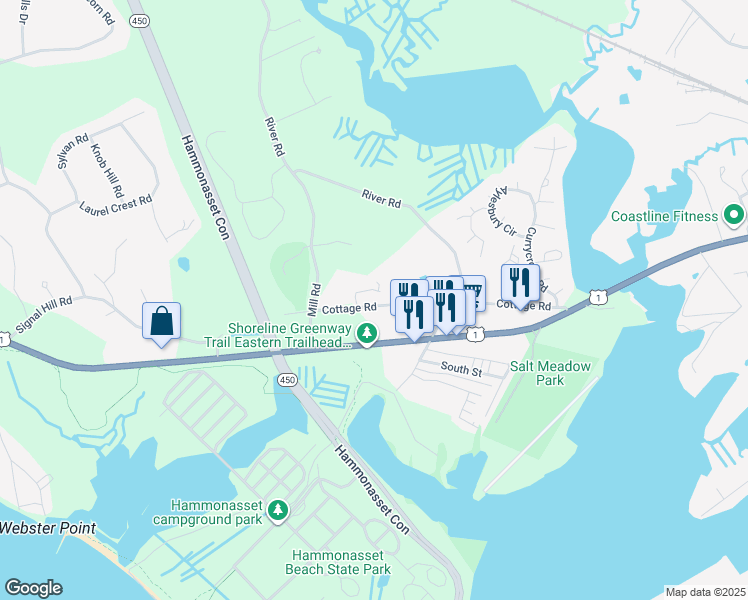 map of restaurants, bars, coffee shops, grocery stores, and more near 67 Cottage Road in Madison