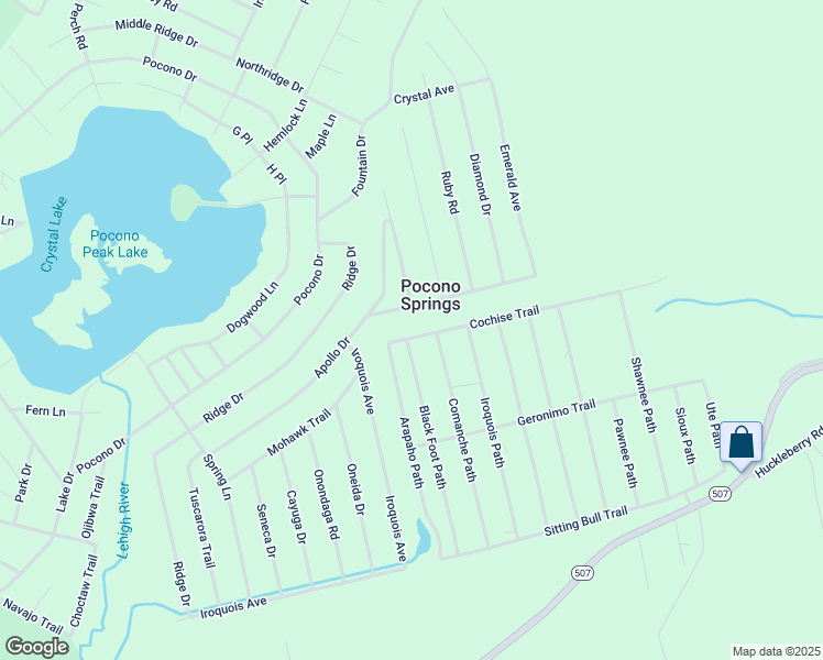 map of restaurants, bars, coffee shops, grocery stores, and more near 13 Cochise Trail in Gouldsboro