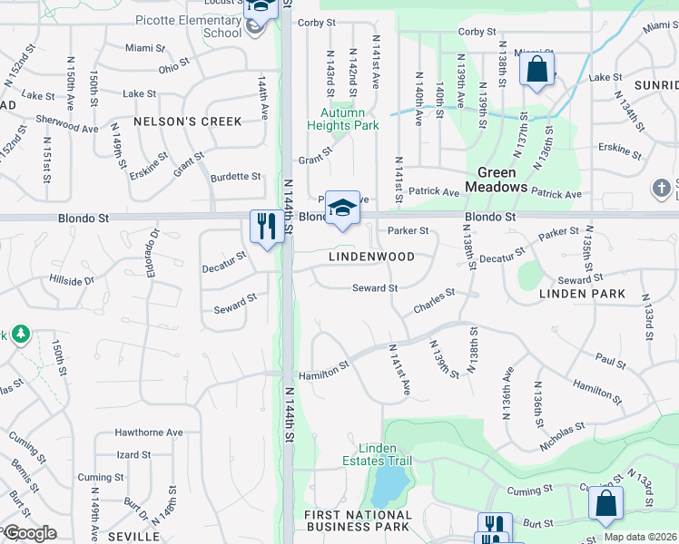map of restaurants, bars, coffee shops, grocery stores, and more near 14211 Franklin Street in Omaha