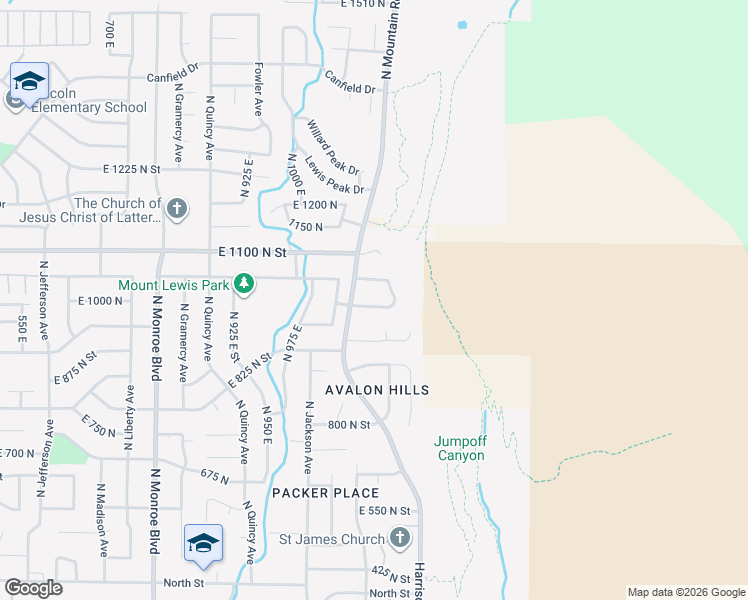 map of restaurants, bars, coffee shops, grocery stores, and more near 1116 1000 North Street in Ogden