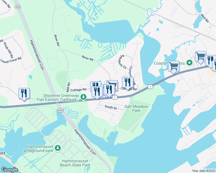 map of restaurants, bars, coffee shops, grocery stores, and more near 97 Cottage Road in Madison