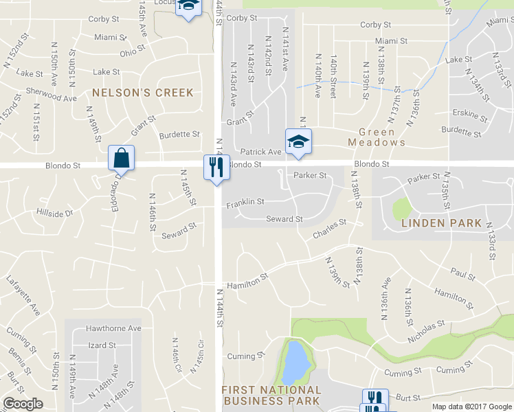 map of restaurants, bars, coffee shops, grocery stores, and more near 14211 Franklin Street in Omaha