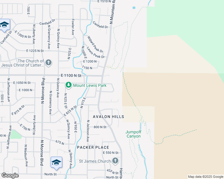 map of restaurants, bars, coffee shops, grocery stores, and more near 1131 East 1000 North in Ogden