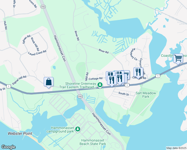 map of restaurants, bars, coffee shops, grocery stores, and more near 41 Cottage Road in Madison
