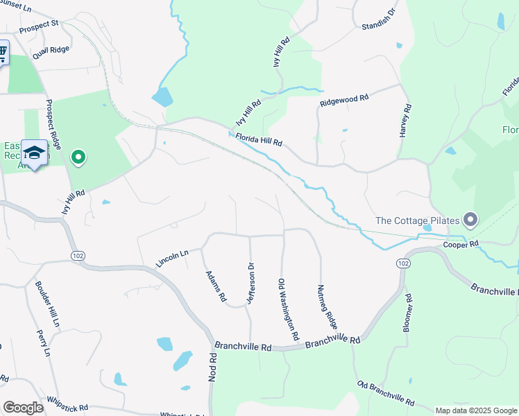 map of restaurants, bars, coffee shops, grocery stores, and more near 97 Old Washington Road in Ridgefield