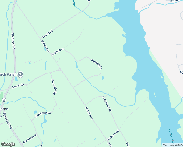 map of restaurants, bars, coffee shops, grocery stores, and more near 45 Bayberry Lane in Easton