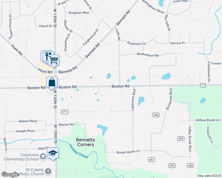 map of restaurants, bars, coffee shops, grocery stores, and more near 2535 Nadine Circle in Hinckley