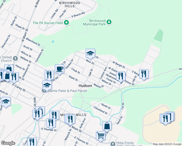 map of restaurants, bars, coffee shops, grocery stores, and more near 13 Cook Street in Wilkes-Barre