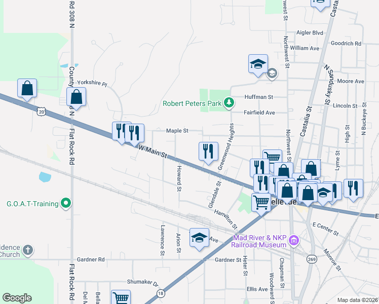 map of restaurants, bars, coffee shops, grocery stores, and more near 462 W Main St in Bellevue