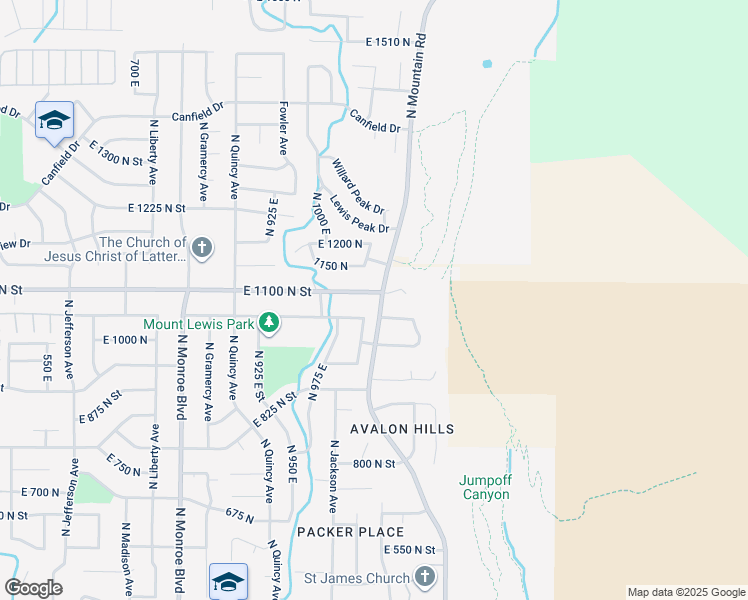 map of restaurants, bars, coffee shops, grocery stores, and more near 1043 East 1100 North in Ogden