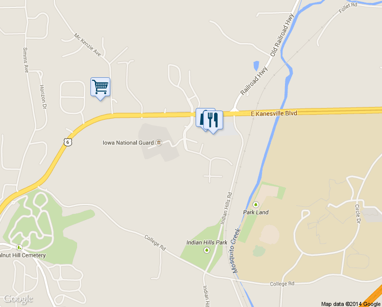 map of restaurants, bars, coffee shops, grocery stores, and more near 2009 Sherwood Court in Council Bluffs
