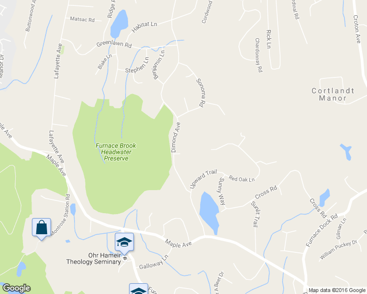 map of restaurants, bars, coffee shops, grocery stores, and more near 3 Nickelby Place in Cortlandt