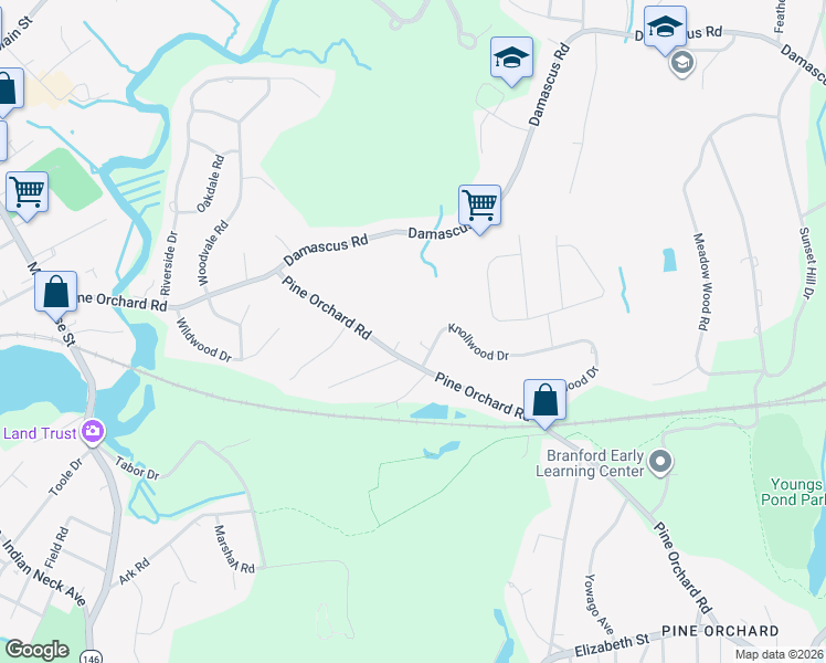 map of restaurants, bars, coffee shops, grocery stores, and more near 112 Pine Orchard Road in Branford