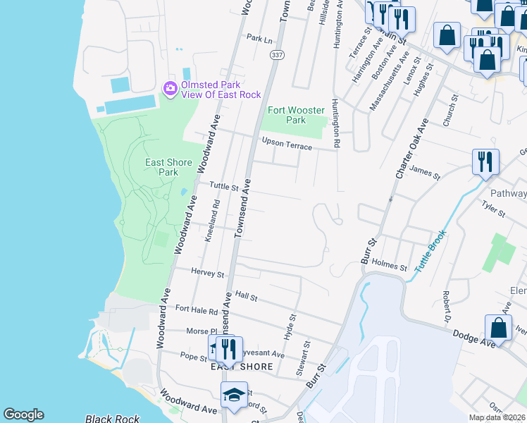 map of restaurants, bars, coffee shops, grocery stores, and more near 757 Townsend Avenue in New Haven