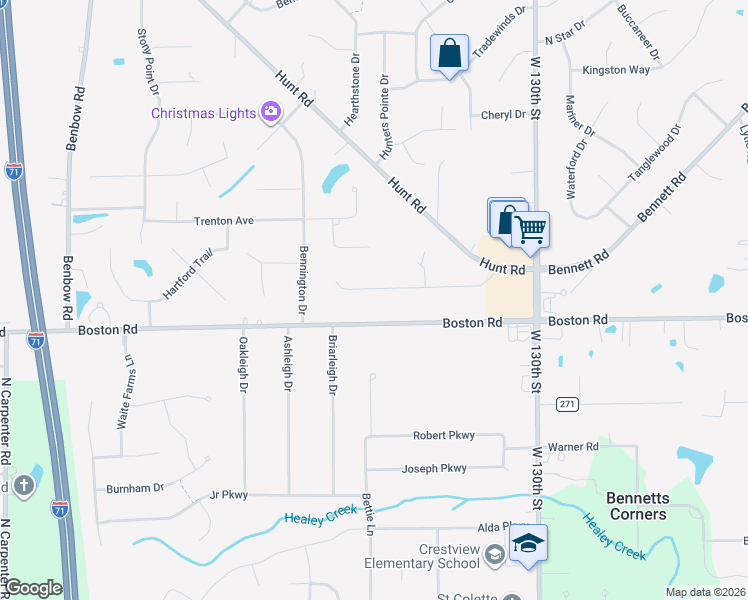 map of restaurants, bars, coffee shops, grocery stores, and more near 13759 Olde Orchard Road in Strongsville