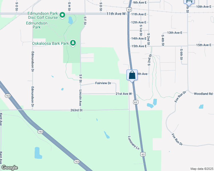 map of restaurants, bars, coffee shops, grocery stores, and more near 402 Fairview Drive in Oskaloosa
