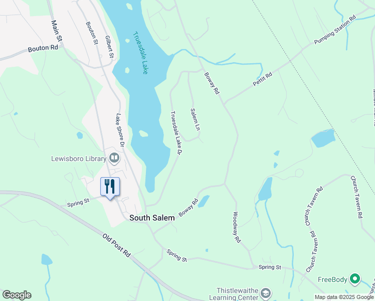 map of restaurants, bars, coffee shops, grocery stores, and more near 4 Salem Lane in South Salem