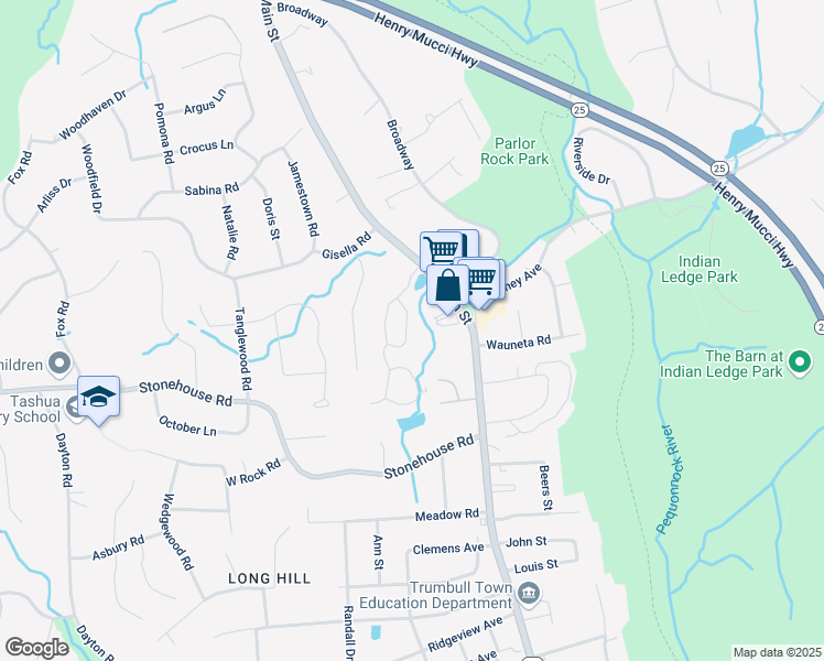 map of restaurants, bars, coffee shops, grocery stores, and more near 232 Fitch's Pass in Trumbull