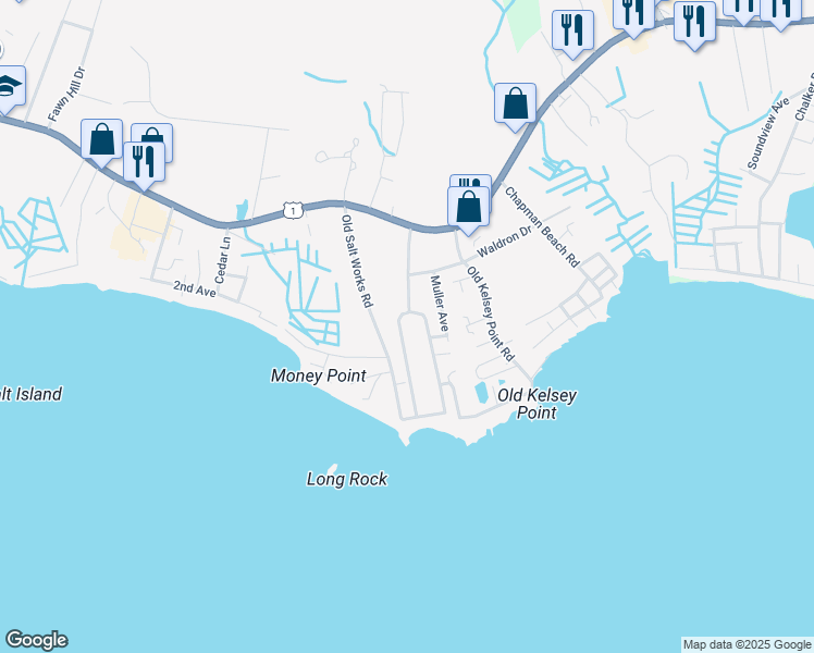 map of restaurants, bars, coffee shops, grocery stores, and more near 27 Sagamore Terrace East in Westbrook