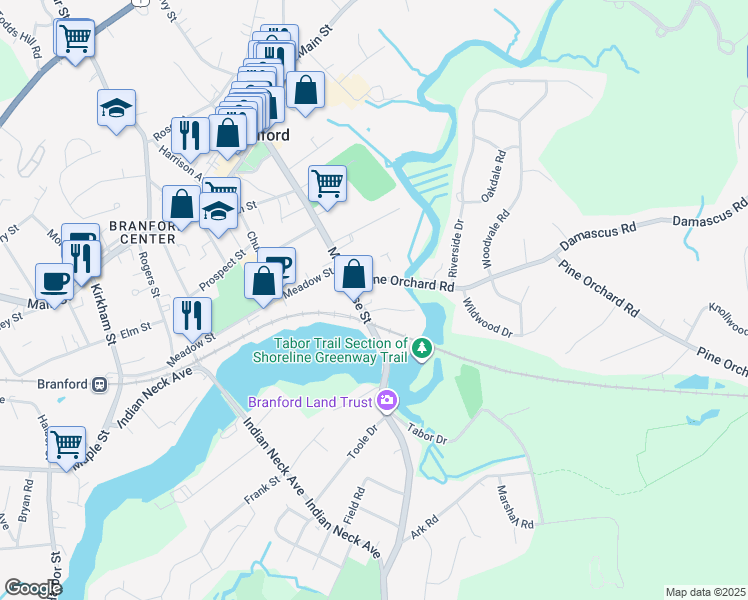 map of restaurants, bars, coffee shops, grocery stores, and more near 49 Montowese Street in Branford