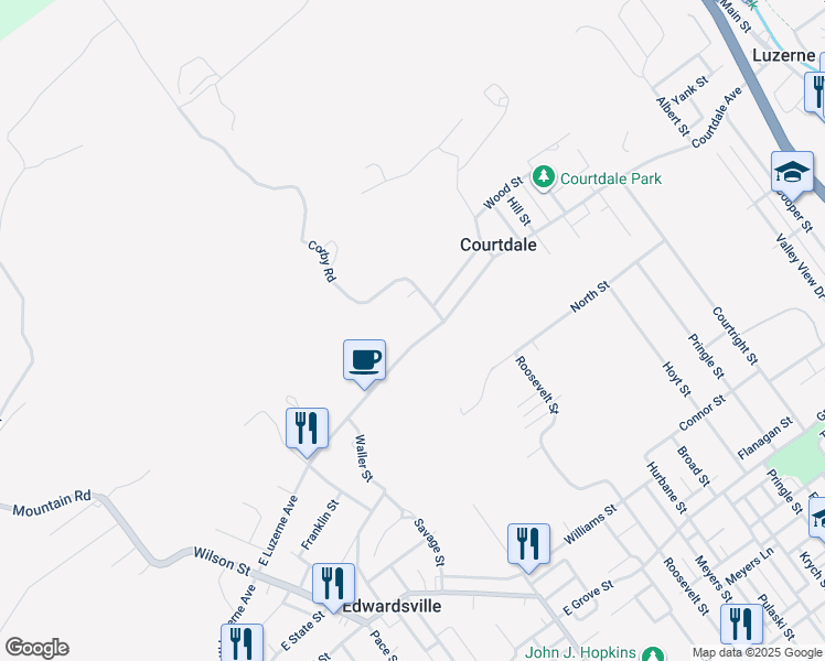 map of restaurants, bars, coffee shops, grocery stores, and more near 349 Courtdale Avenue in Kingston