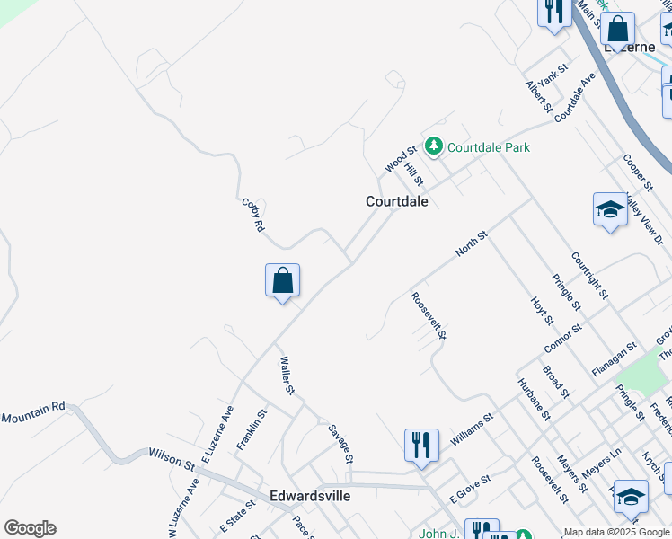 map of restaurants, bars, coffee shops, grocery stores, and more near 349 Courtdale Avenue in Kingston