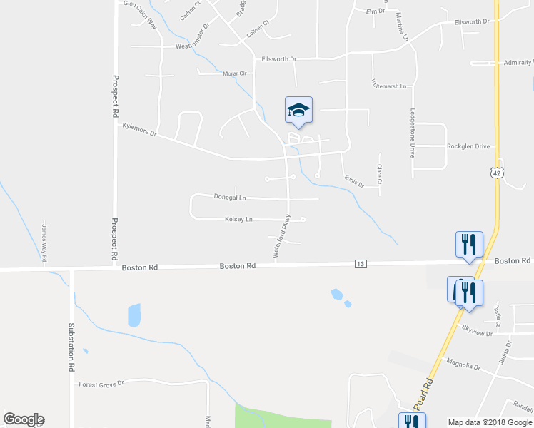 map of restaurants, bars, coffee shops, grocery stores, and more near 20448 Kelsey Lane in Strongsville