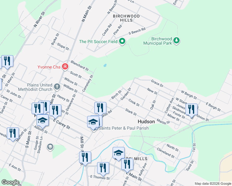 map of restaurants, bars, coffee shops, grocery stores, and more near 51 Kennedy Dr in Wilkes-Barre