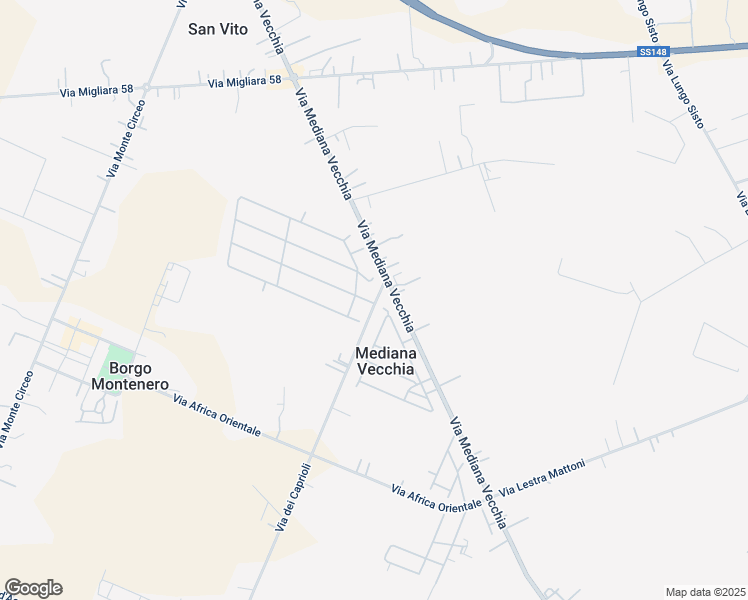 map of restaurants, bars, coffee shops, grocery stores, and more near 31 Via dei Caprioli in Mediana Vecchia