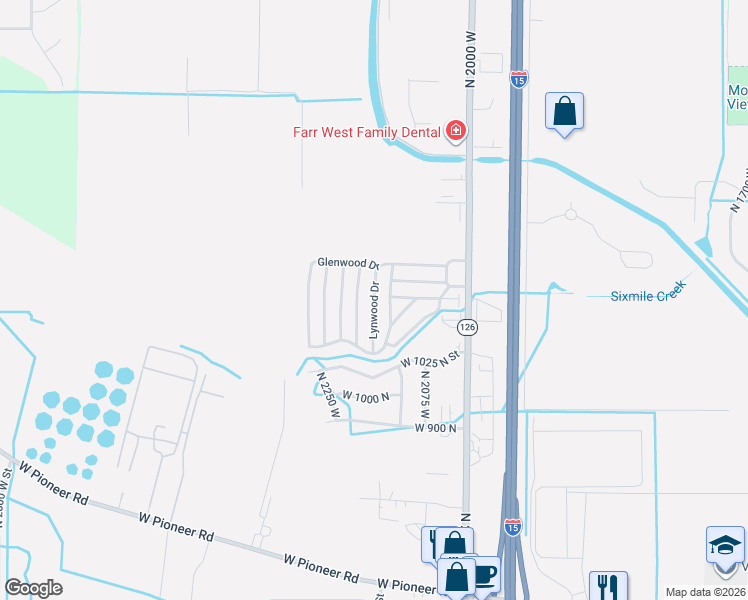 map of restaurants, bars, coffee shops, grocery stores, and more near 1111 North 2000 West in Farr West