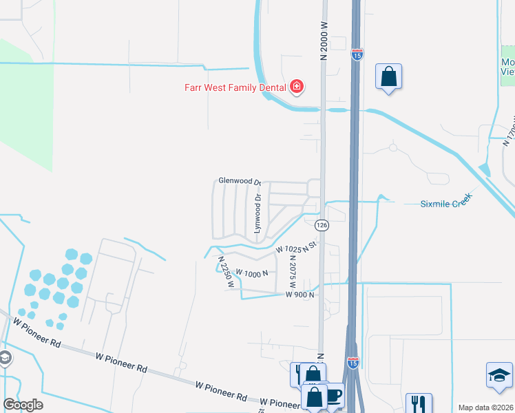 map of restaurants, bars, coffee shops, grocery stores, and more near 76 Lynwood Drive in Farr West