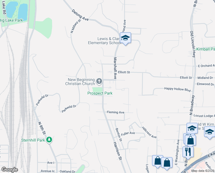 map of restaurants, bars, coffee shops, grocery stores, and more near 218 Jordan Street in Council Bluffs