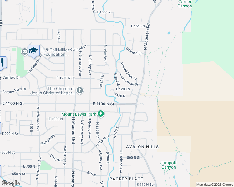 map of restaurants, bars, coffee shops, grocery stores, and more near 992 East 1150 South in Ogden
