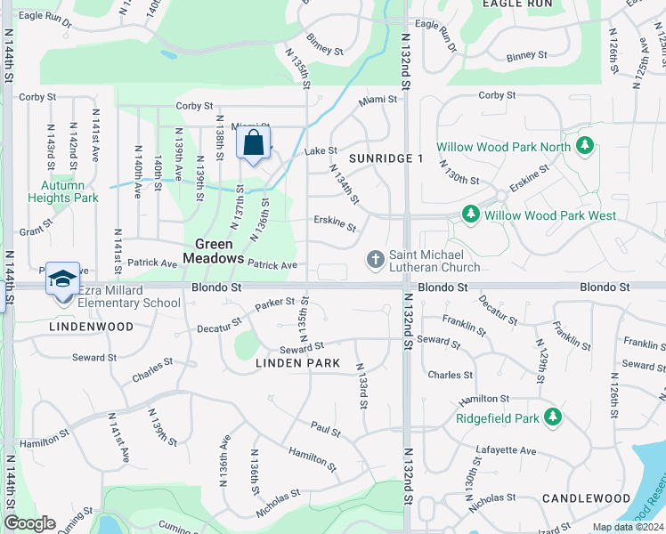 map of restaurants, bars, coffee shops, grocery stores, and more near 13410 Blondo Street in Omaha